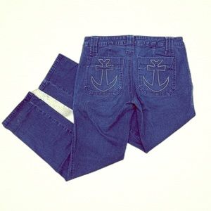 Nautical Anchor Dark Wash Tripp Blue Jeans 26